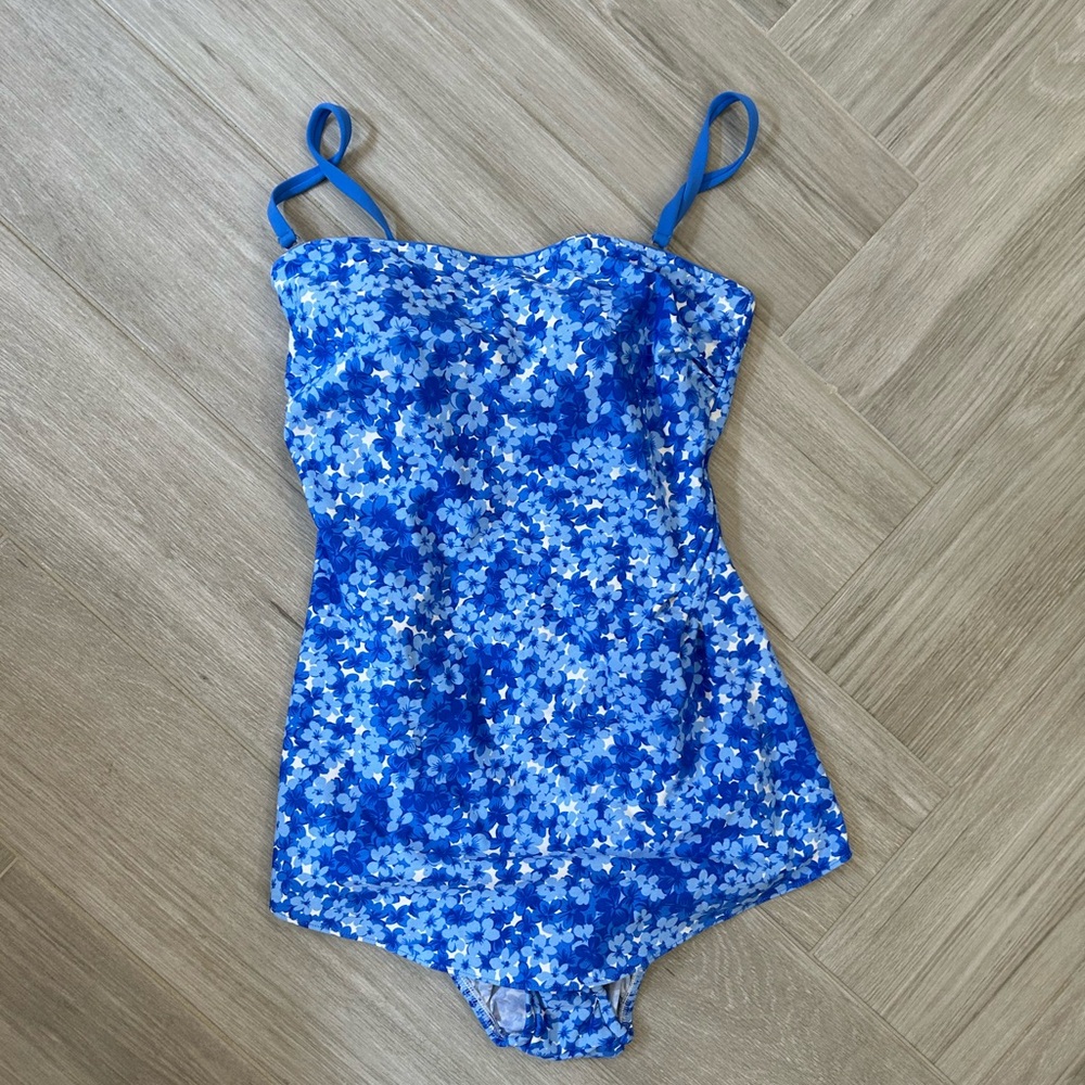 Orvis Blue Floral One-Piece Swimsuit NEW Size 10